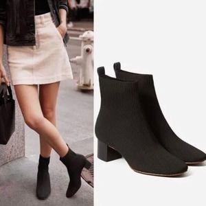 Everlane The Glove Black Knit Boots